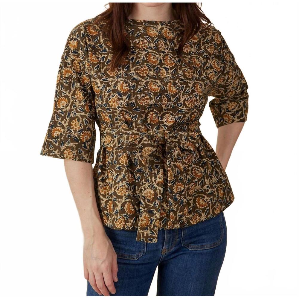 NEW MATA TRADERS ruth top in block print